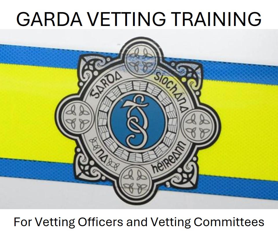 Garda badge with text: Garda Vetting Training